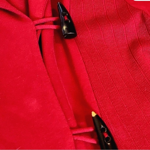 Vintage Lucky Brand Maroon Trench Coat Toggle Button Cardigan, M - Picture 6 of 12